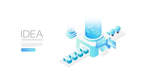 Idea Transformation Concept Isometric Banner Design Vector Art