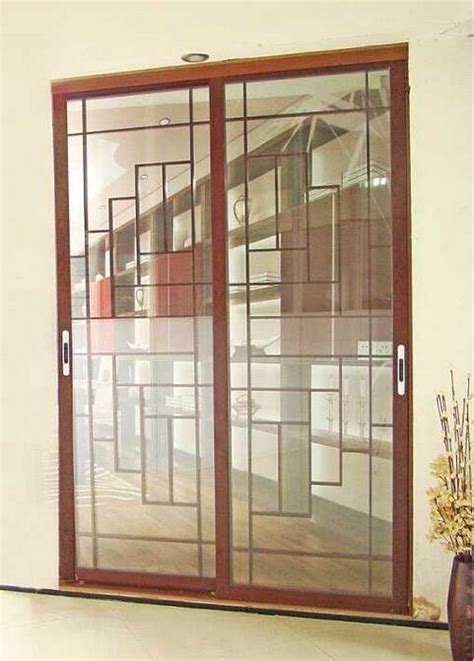 Classical Style Wooden Color Series Upvc Sliding Door With Grill