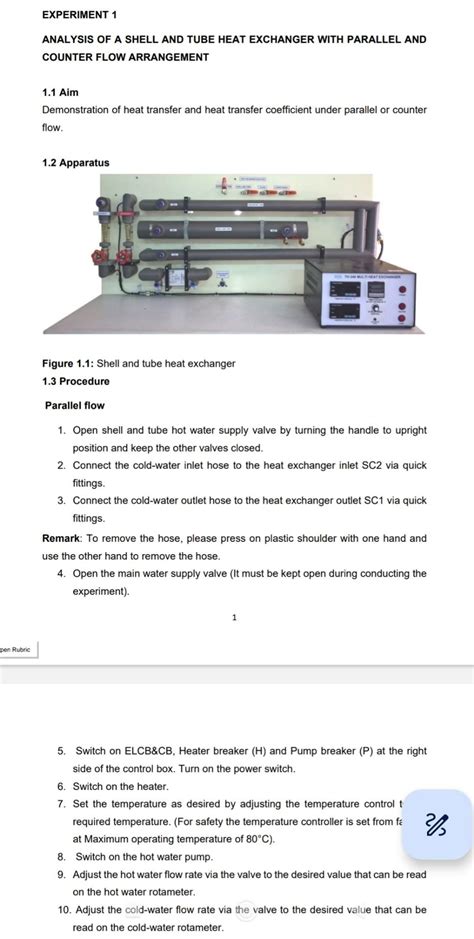 Solved EXPERIMENT 1 ANALYSIS OF A SHELL AND TUBE HEAT Chegg