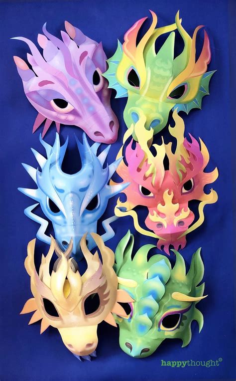 6 Printable Dragon Mask Templates