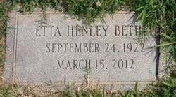 Etta Gertrude Henley Bethel 1922 2012 Find A Grave Memorial