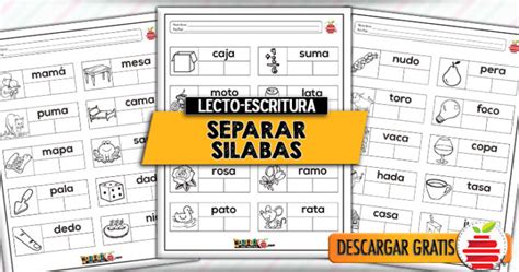 Ejercicios para separar sílabas Material para Maestros