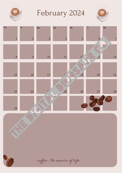 2024 Calendar Coffee Lovers Calendar 2024 Planner Digital Download