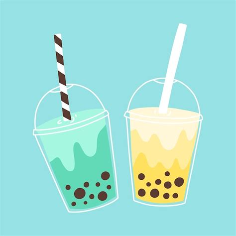 Premium Vector Hand Drawn Bubble Tea Isolated Smoothies Bubble Tea Bubble Coffee Vector