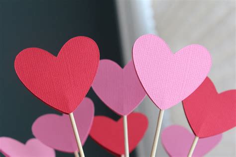 12 Pink Heart Cupcake Toppers Valentine S Day Party Etsy