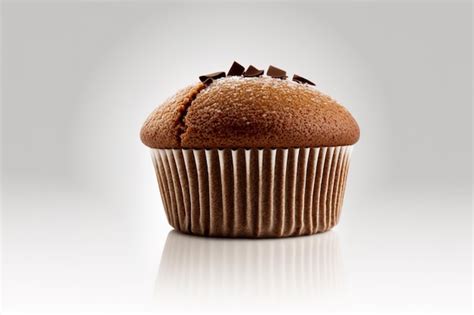 Muffin Con Trocitos De Chocolate Aislado Sobre Un Fondo Blanco Foto