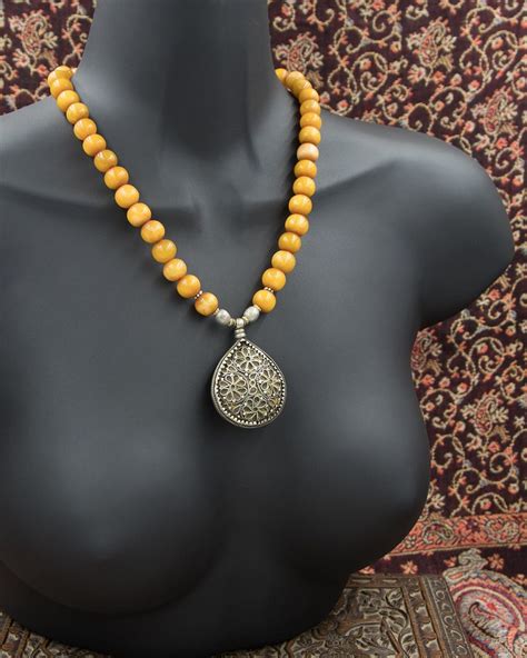 African Amber Bead Necklace Antique Faux Amber Berber Etsy