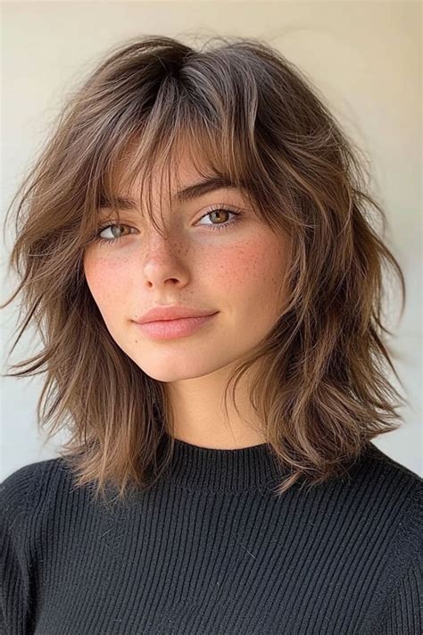 35 Effortless Chic Bob Hairstyles Textured Shaggy Bob With Feathery Bangs