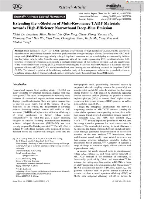 Pdf Extending The π‐skeleton Of Multi‐resonance Tadf Materials