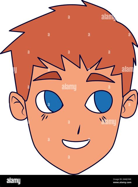 Cartoon Boy Smiling Face Icon Colorful And Flat Design Stock Vector