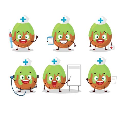 médico profesión emoticon con choco verde caramelo dibujos animados