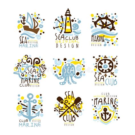 Sea Club Marine Club Set For Label Design Yacht Club Sailing Sports