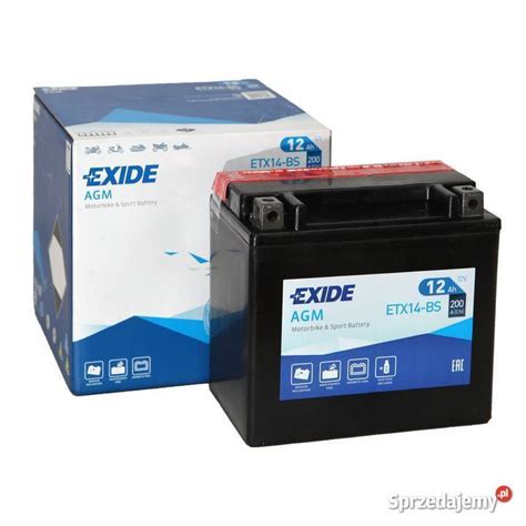 Akumulator Motocyklowy EXIDE ETX14 BS YTX14 BS 12V 12Ah 200A Tychy