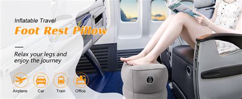 Sunany Inflatable Foot Rest Pillow For Travel Adjustable Height