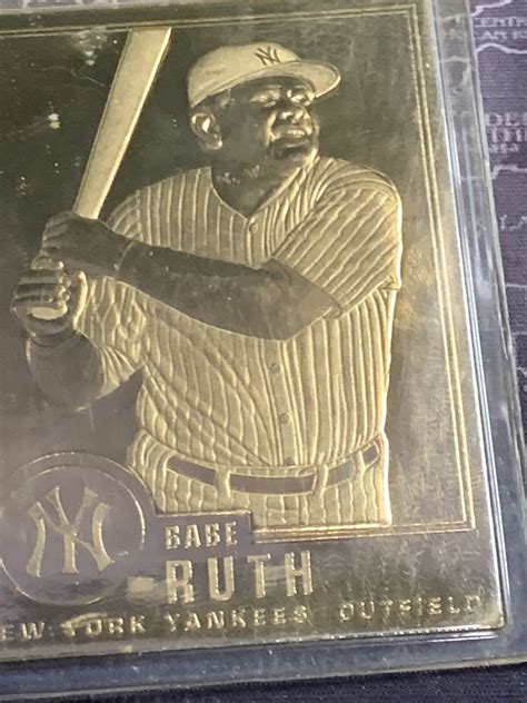 New York Yankees Babe Ruth Cmg Industries Kt Gold Plated Card