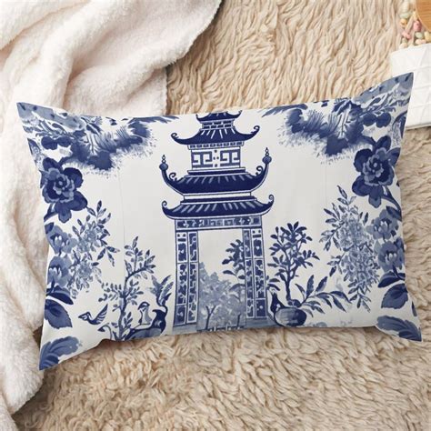 Aroggeld Indigo Blue Pagoda And Flower Farmhouse Throw