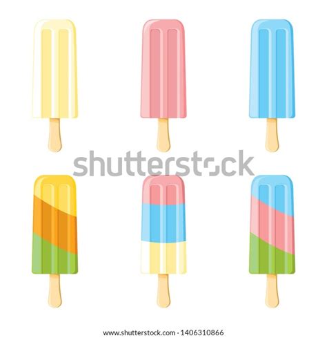 Tasty Colorful Ice Cream Set Popsicle Stock Vector Royalty Free