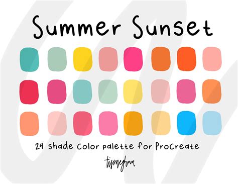 Summer Sunset Procreate Swatches Procreate Palette Download Etsy In