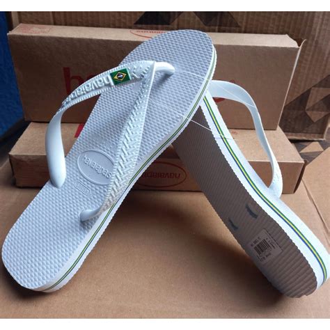 Havaiana Brasil Chinelo Branco E Preto Original Aqui Shopee Brasil