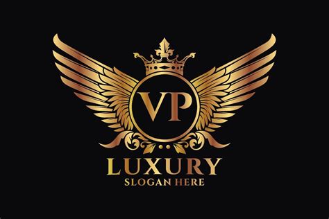 Luxury Royal Wing Letter Vp Crest Gold Color Logo Vector Victory Logo