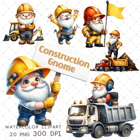 Construction Gnome Clipart Engineer Gnome PNG Gnome Sulimation