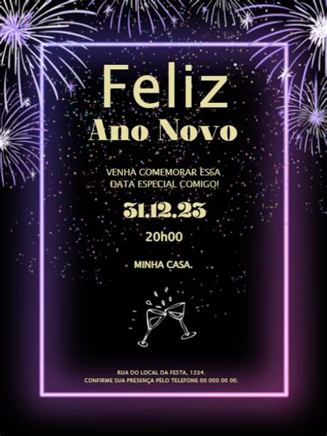 Convite Reveillon Ano Novo Festa Edite Online