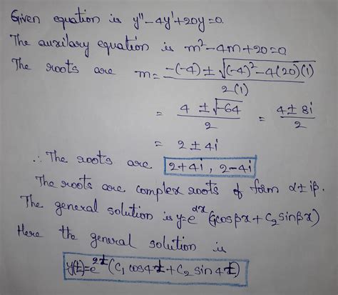 Solved The Auxiliary Equation For The Given Differential Equation Has