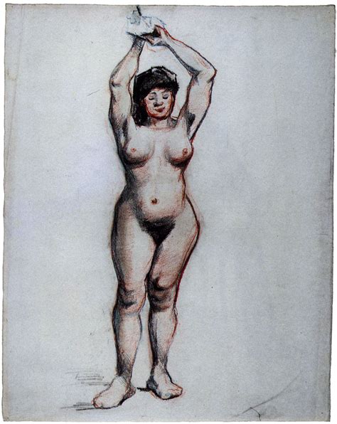 Vincent Van Gogh Female Nude Standing With Raised Arms