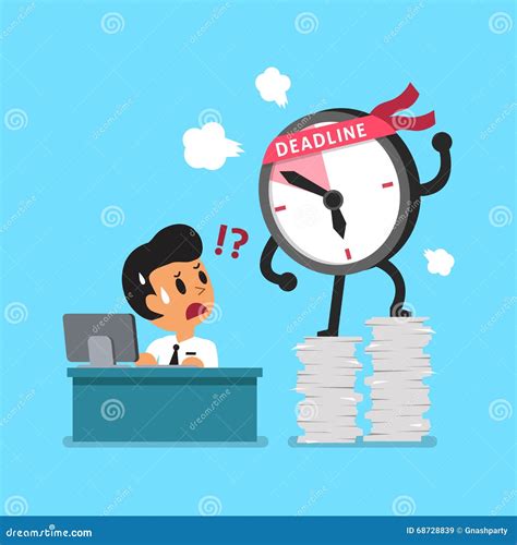 Cartoon Deadline Clock Character And Businessman Stock Vector