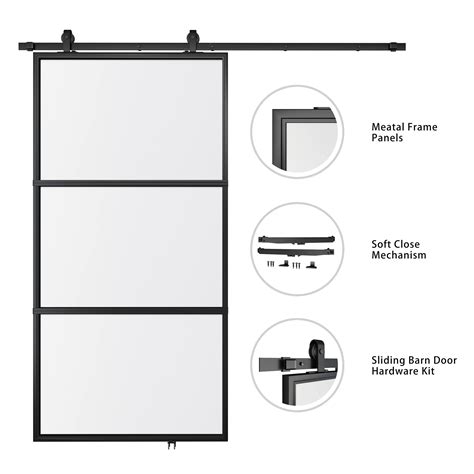 Barnsmith In X In Frosted Glass Barn Door With Ft Top Mounted