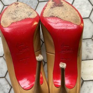 Christian Louboutin Shoes Christian Louboutin Nude Stiletto Peep Toe Cleavage Pump Shiny