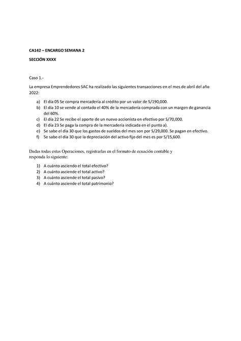 CA142 Encargo Semana 2 Espero Q Ayude CA142 ENCARGO SEMANA 2