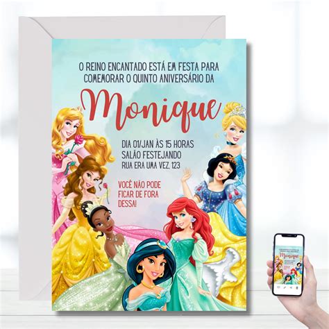 Convite Digital Princesas Disney Elo Produtos Especiais