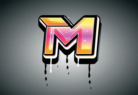 3d M Letter Graffiti With Drip Effect 9261569 Vector Art At Vecteezy