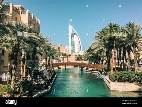 Dubai Uae Dec View Of Burj Al Arab Hotel From Madinat