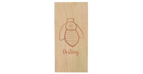 Rose Gold Bee Symbol Wood Flash Drive Zazzle