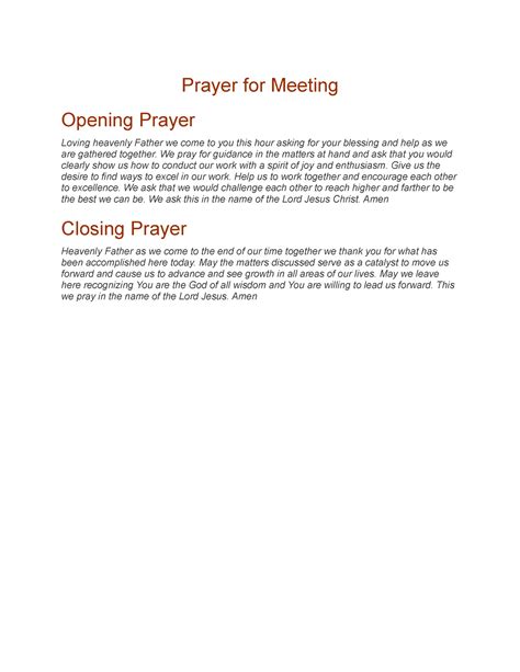 Prayers for Meeting - The Quick Brown fox Jumps over the head of the ...