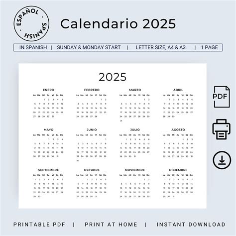 Calendario 2025 Español Calendario 2025 Para Imprimir Calendario
