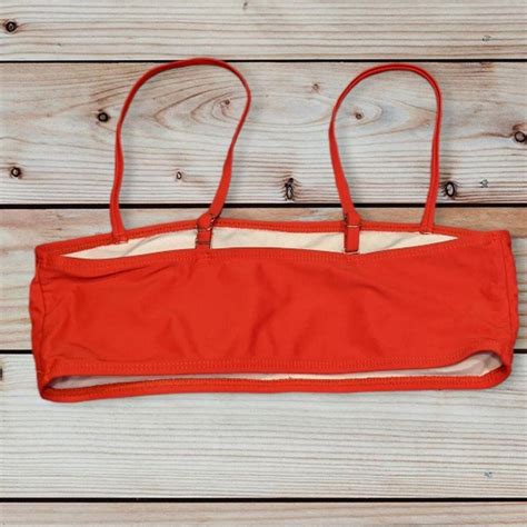 Shein Bandeau Bikini Red W Spaghetti Straps Like Depop