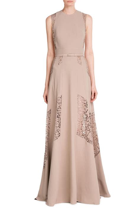 Lyst Elie Saab Floor Length Gown With Lace In Natural Cocktail