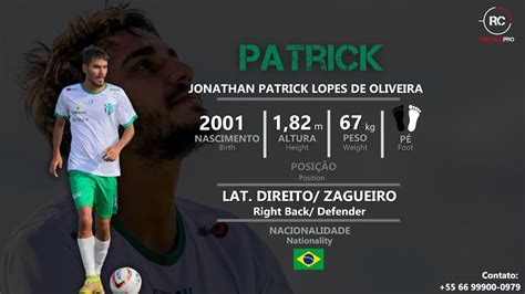 Patrick Lat Direito Zagueiro Right Back Defender Youtube