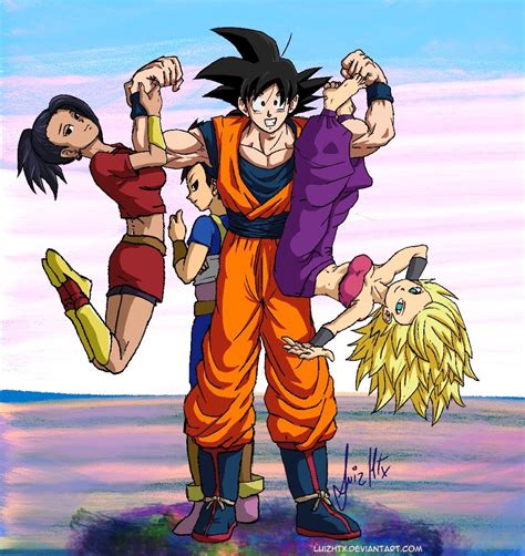 Oc Goku Hanging Out With Universe 6 Saiyajins Caulifla Cabba Or Kyabe And Kale Rdbz