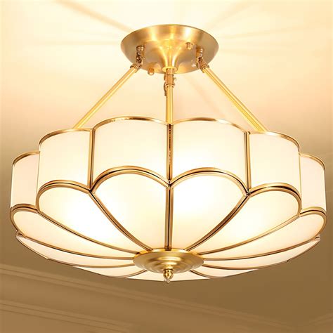 Modern Gold Ceiling Light With White Glass Shade For Living Room 6