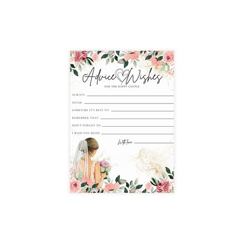 Wedding Advice Card Template Wishes For The Bride And Groom Etsy