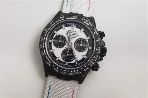 Rolex Diw Ntpt Carbon Daytona White Dial And Black Counter White Fabric