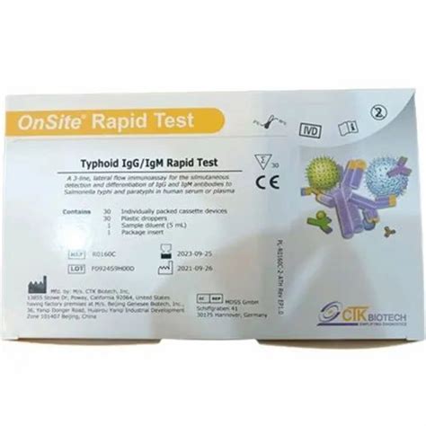 Onsite Typhoid Igg Igm Rapid Test Kit At Rs 1520 Box Test Kit In