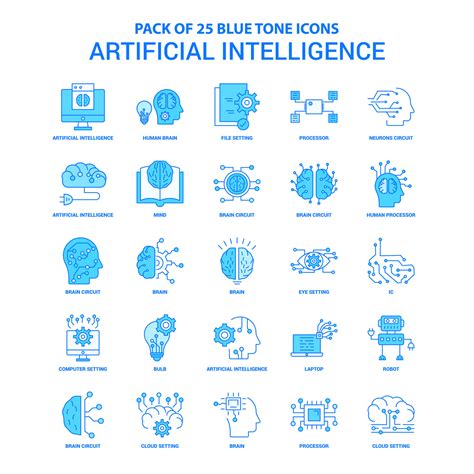 Artificial Intelligence Blue Tone Icon Pack Icon Sets