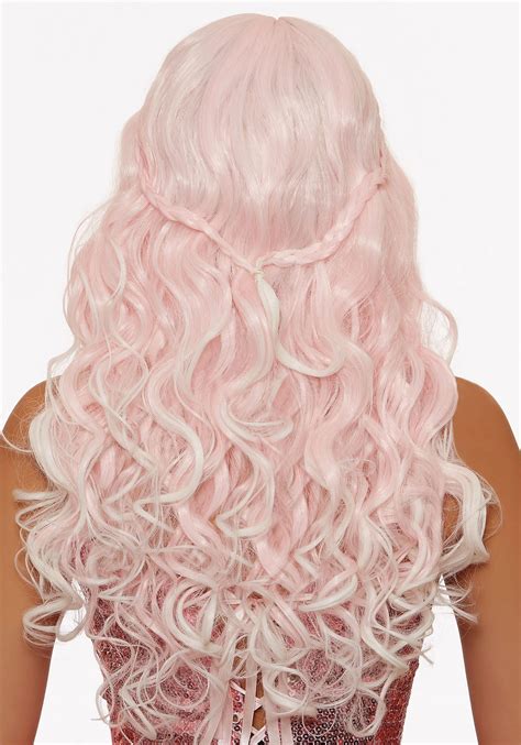 Long Wavy Light Pink Womens Wig