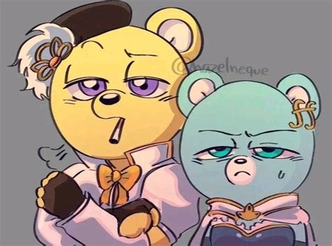 Two Cartoon Characters One Is Holding A Teddy Bear And The Other Is