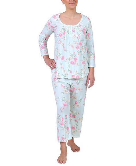 Miss Elaine Floral Print Cropped Pajama Pants Set Macys